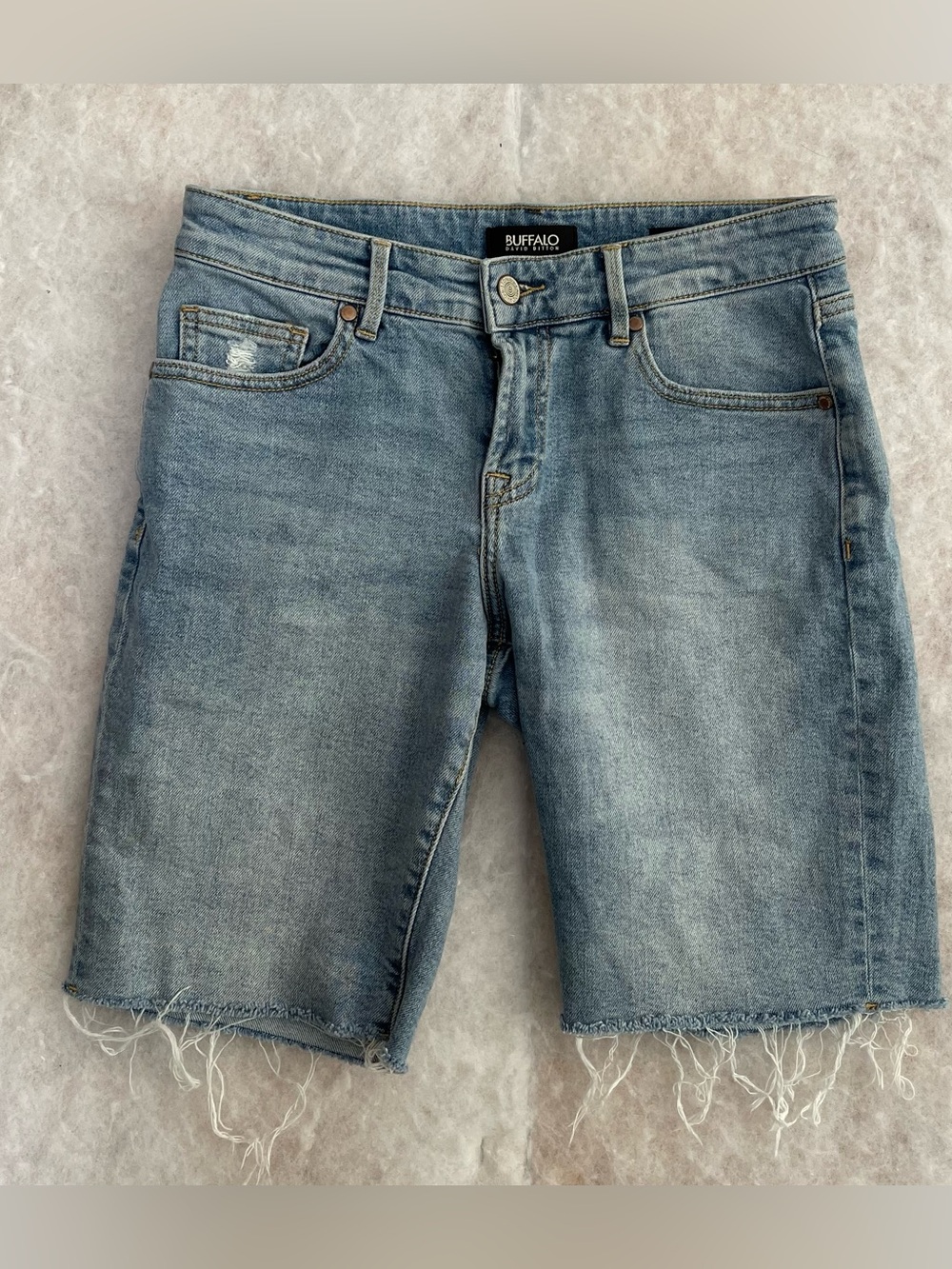 Buffalo Denim shorts Light Wash And Distressed Raw Edge (SKU619)